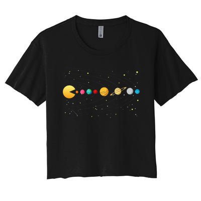 Funny Solar System - Astronauts Space Video Games Women's Crop Top Tee