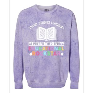 Funny Social Studies Teacher Educational Rockstar Gift Colorblast Crewneck Sweatshirt