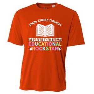 Funny Social Studies Teacher Educational Rockstar Gift Cooling Performance Crew T-Shirt