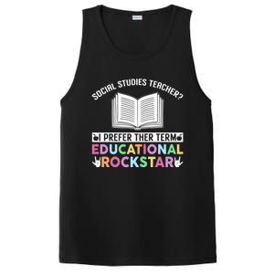 Funny Social Studies Teacher Educational Rockstar Gift PosiCharge Competitor Tank