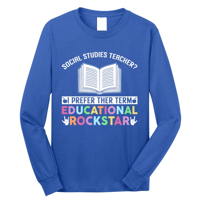 Funny Social Studies Teacher Educational Rockstar Gift Long Sleeve Shirt