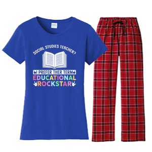 Funny Social Studies Teacher Educational Rockstar Gift Women's Flannel Pajama Set