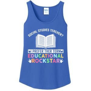 Funny Social Studies Teacher Educational Rockstar Gift Ladies Essential Tank