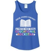 Funny Social Studies Teacher Educational Rockstar Gift Ladies Essential Tank