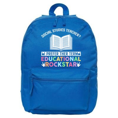 Funny Social Studies Teacher Educational Rockstar Gift 16 in Basic Backpack