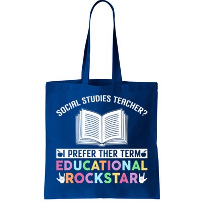 Funny Social Studies Teacher Educational Rockstar Gift Tote Bag