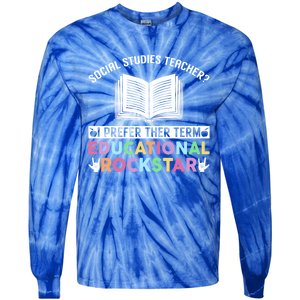 Funny Social Studies Teacher Educational Rockstar Gift Tie-Dye Long Sleeve Shirt