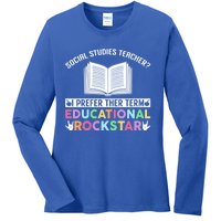 Funny Social Studies Teacher Educational Rockstar Gift Ladies Long Sleeve Shirt