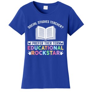 Funny Social Studies Teacher Educational Rockstar Gift Women's T-Shirt