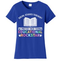 Funny Social Studies Teacher Educational Rockstar Gift Women's T-Shirt