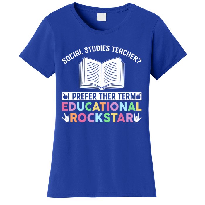 Funny Social Studies Teacher Educational Rockstar Gift Women's T-Shirt