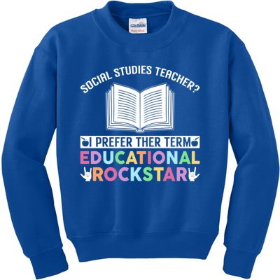 Funny Social Studies Teacher Educational Rockstar Gift Kids Sweatshirt