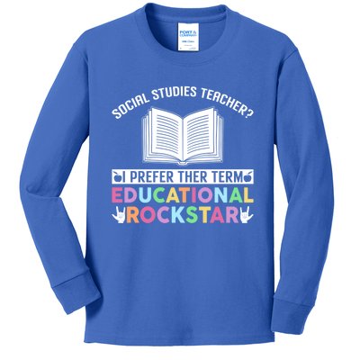 Funny Social Studies Teacher Educational Rockstar Gift Kids Long Sleeve Shirt