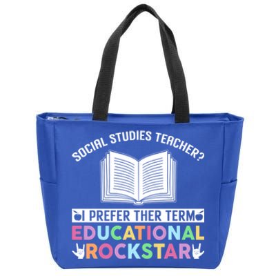 Funny Social Studies Teacher Educational Rockstar Gift Zip Tote Bag