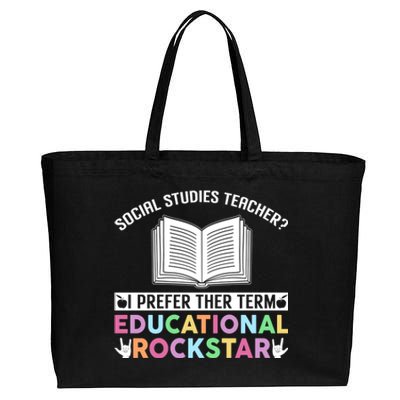 Funny Social Studies Teacher Educational Rockstar Gift Cotton Canvas Jumbo Tote