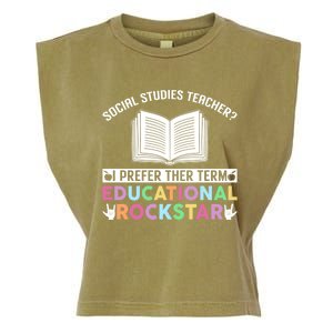 Funny Social Studies Teacher Educational Rockstar Gift Garment-Dyed Women's Muscle Tee