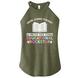 Funny Social Studies Teacher Educational Rockstar Gift Women's Perfect Tri Rocker Tank