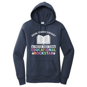 Funny Social Studies Teacher Educational Rockstar Gift Women's Pullover Hoodie