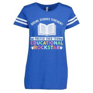 Funny Social Studies Teacher Educational Rockstar Gift Enza Ladies Jersey Football T-Shirt