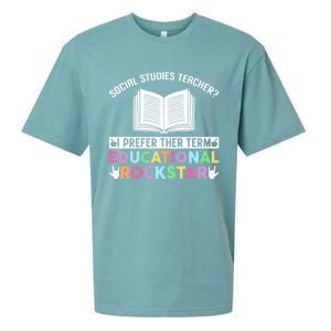 Funny Social Studies Teacher Educational Rockstar Gift Sueded Cloud Jersey T-Shirt