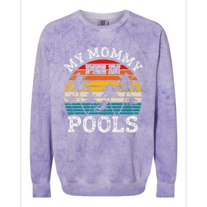 Funny Swimmer Swimming Vacation Retro Mommy Pee In Pools Colorblast Crewneck Sweatshirt