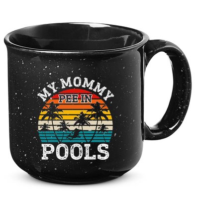 Funny Swimmer Swimming Vacation Retro Mommy Pee In Pools 15oz Campfire Ceramic Mug