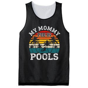 Funny Swimmer Swimming Vacation Retro Mommy Pee In Pools Mesh Reversible Basketball Jersey Tank