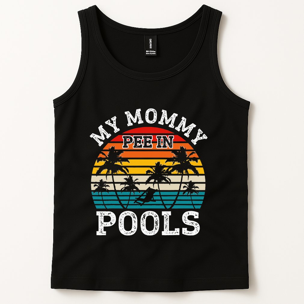 Funny Swimmer Swimming Vacation Retro Mommy Pee In Pools Tank Top