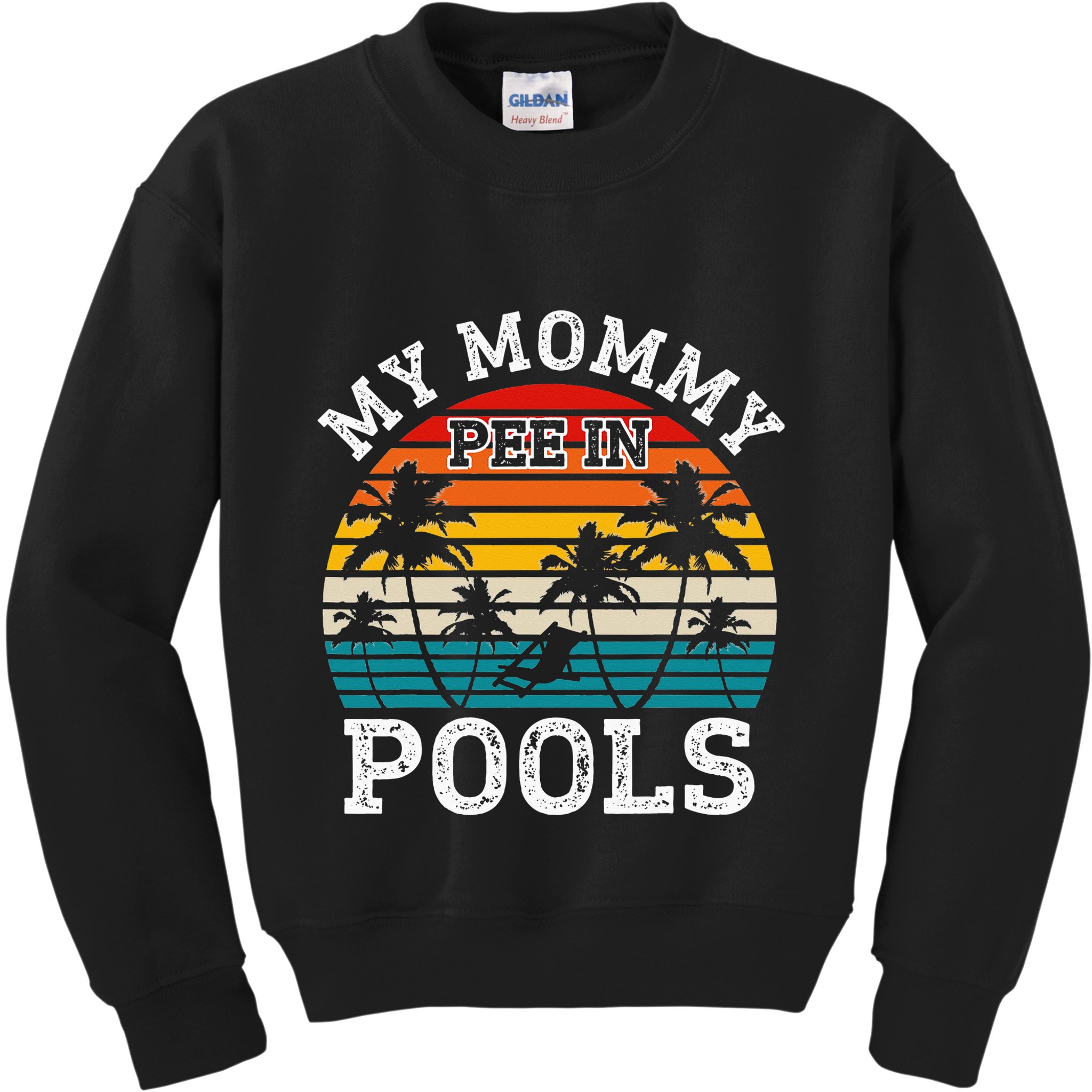 Funny Swimmer Swimming Vacation Retro Mommy Pee In Pools Kids Sweatshirt