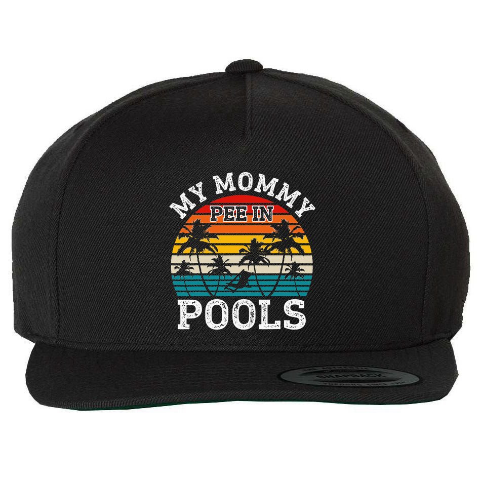Funny Swimmer Swimming Vacation Retro Mommy Pee In Pools Wool Snapback Cap