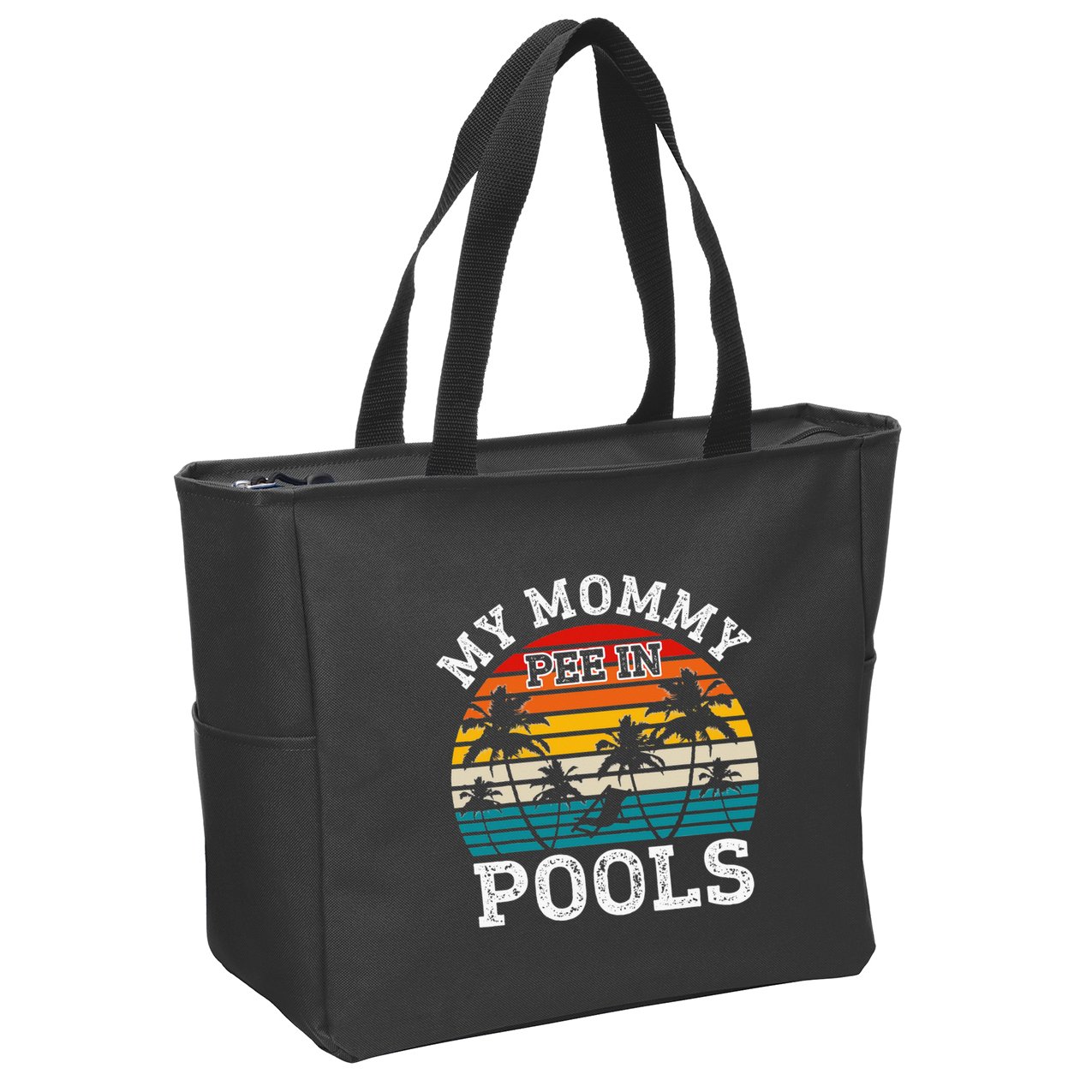 Funny Swimmer Swimming Vacation Retro Mommy Pee In Pools Zip Tote Bag