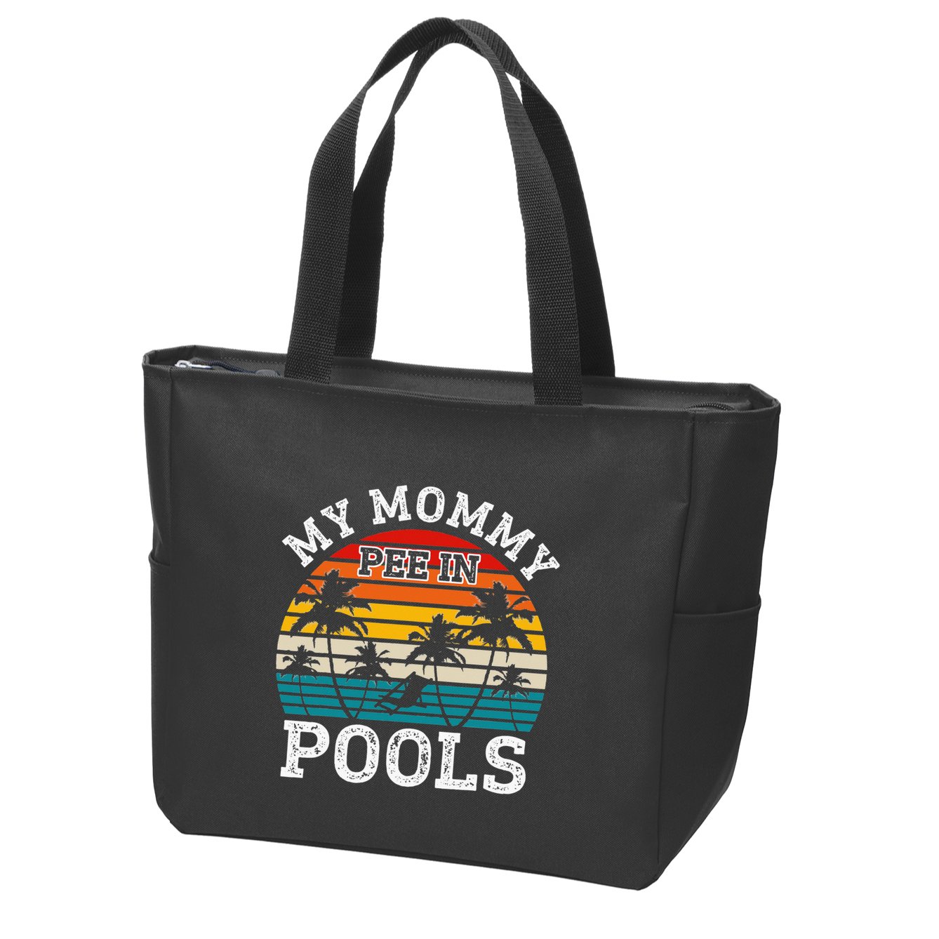 Funny Swimmer Swimming Vacation Retro Mommy Pee In Pools Zip Tote Bag