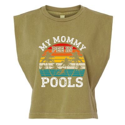 Funny Swimmer Swimming Vacation Retro Mommy Pee In Pools Garment-Dyed Women's Muscle Tee