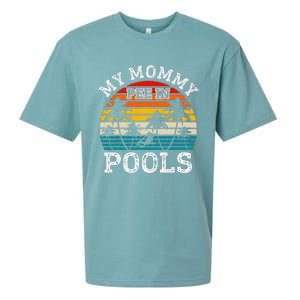 Funny Swimmer Swimming Vacation Retro Mommy Pee In Pools Sueded Cloud Jersey T-Shirt