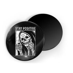 Funny Skull Stay Positive Skeleton Halloween Motivational Magnet