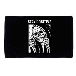 Funny Skull Stay Positive Skeleton Halloween Motivational Microfiber Hand Towel