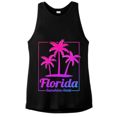 Florida Sunshine State Retro Look Ladies PosiCharge Tri-Blend Wicking Tank