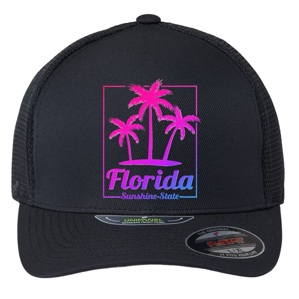 Florida Sunshine State Retro Look Flexfit Unipanel Trucker Cap
