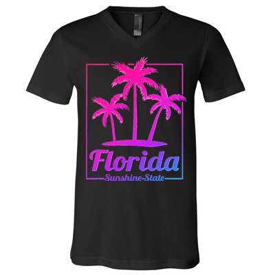 Florida Sunshine State Retro Look V-Neck T-Shirt
