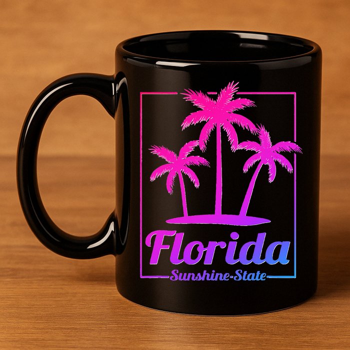 Florida Sunshine State Retro Look 11oz C Handle Ceramic Mug