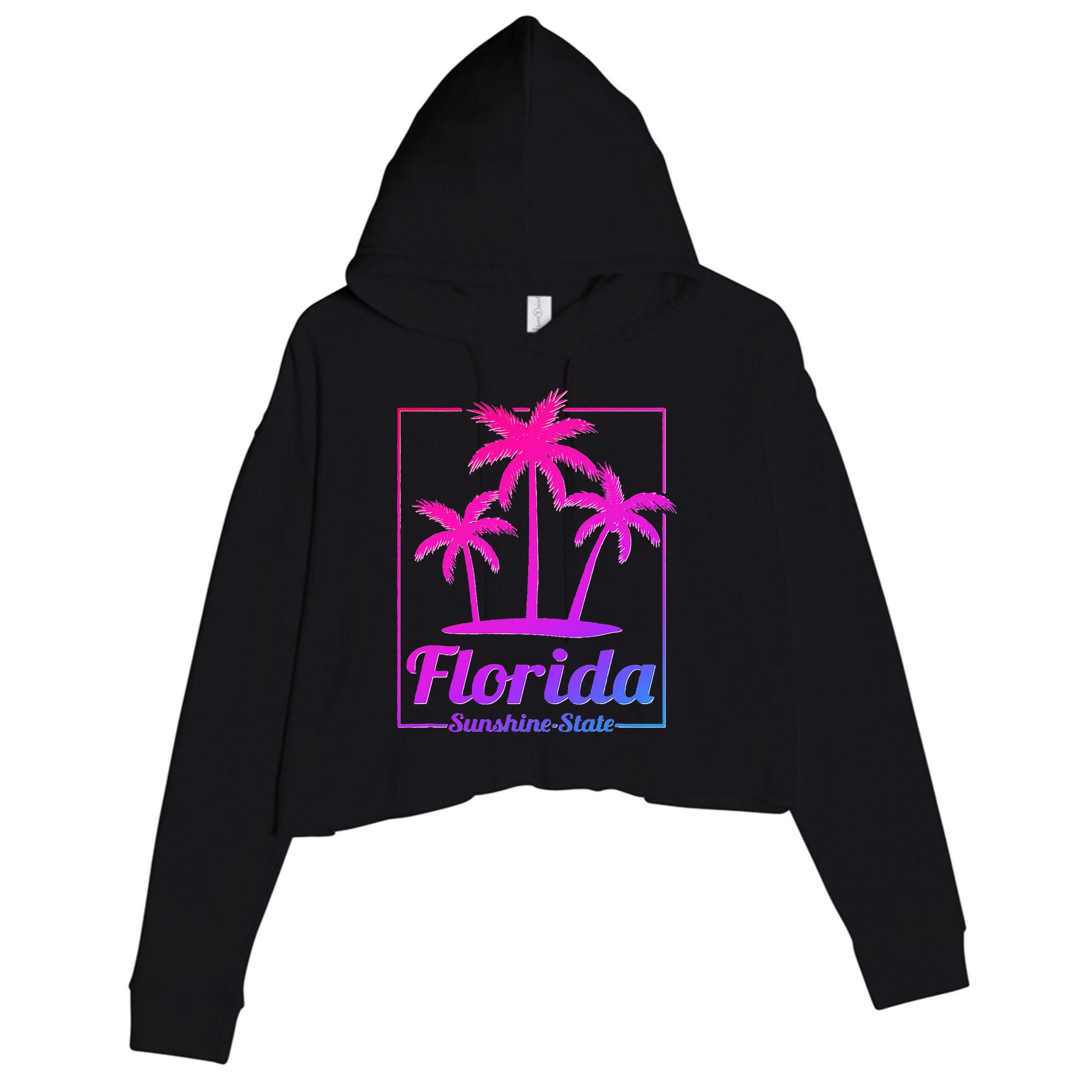 Florida Sunshine State Retro Look Crop Fleece Hoodie