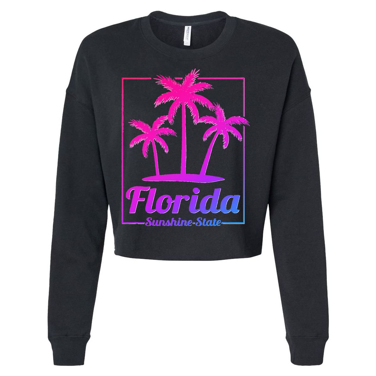 Florida Sunshine State Retro Look Cropped Pullover Crew