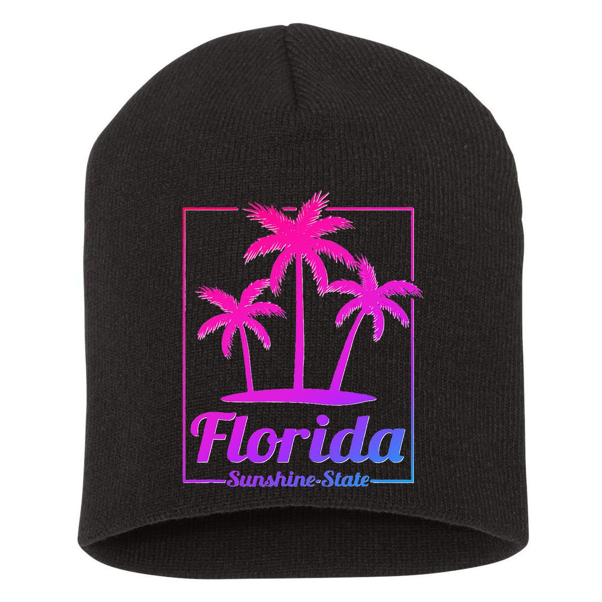 Florida Sunshine State Retro Look Short Acrylic Beanie