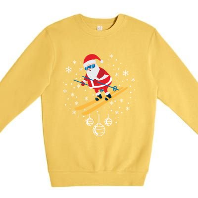 Funny Skiing Santa Christmas Ornat Xmas Pajama Ski Skier Gift Premium Crewneck Sweatshirt