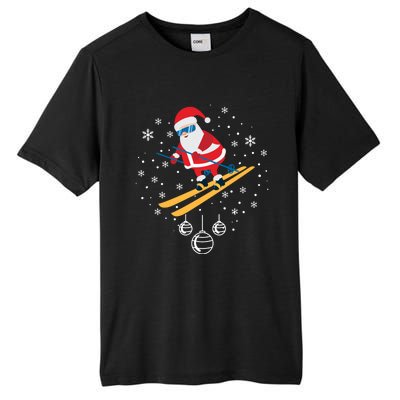 Funny Skiing Santa Christmas Ornat Xmas Pajama Ski Skier Gift Tall Fusion ChromaSoft Performance T-Shirt