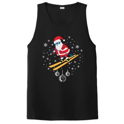 Funny Skiing Santa Christmas Ornat Xmas Pajama Ski Skier Gift PosiCharge Competitor Tank