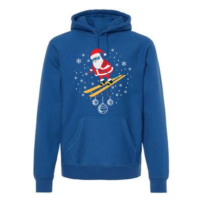 Funny Skiing Santa Christmas Ornat Xmas Pajama Ski Skier Gift Premium Hoodie