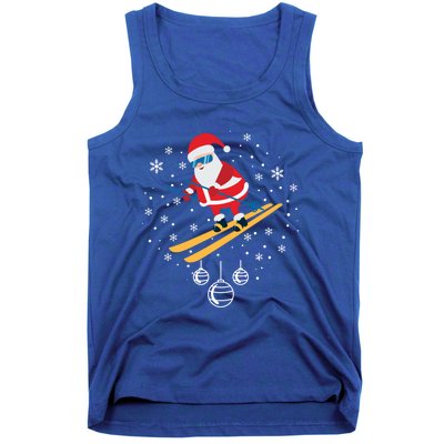 Funny Skiing Santa Christmas Ornat Xmas Pajama Ski Skier Gift Tank Top