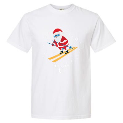 Funny Skiing Santa Christmas Ornat Xmas Pajama Ski Skier Gift Garment-Dyed Heavyweight T-Shirt