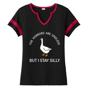 Funny Stay Silly Goose Horrors Are Endless Meme Ladies Halftime Notch Neck Tee